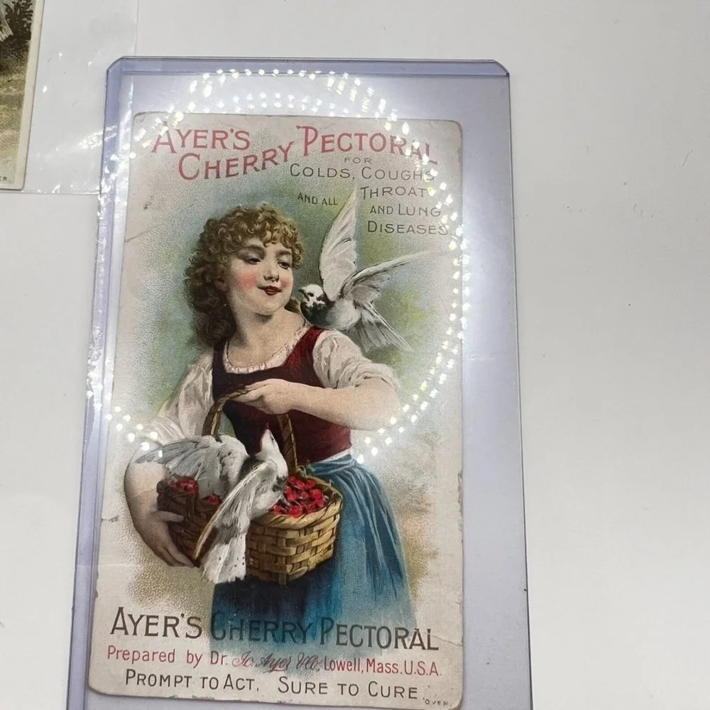 Vtg Advertising Trading Card - 4 Ayer's Cherry Pectoral Lowell MASS Pharmacy